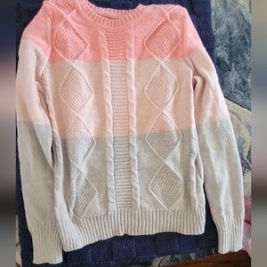 Colorblock Cable Knit Sweater